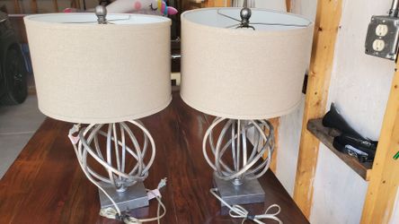 Set of 2 Large Modern Table Lamps with Linen Shades