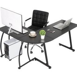 NEW - Modern L-Shaped Laptop Corner Desk Computer Desk Table, Home Office Writing Workstation Black