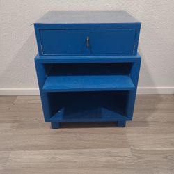Small Blue End Table With Drawer