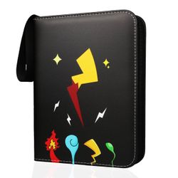 Trading Card Binder- 400 Cards Album Holder Books Case Folder with Sleeves - Gifts for Boys & Girl (Black)