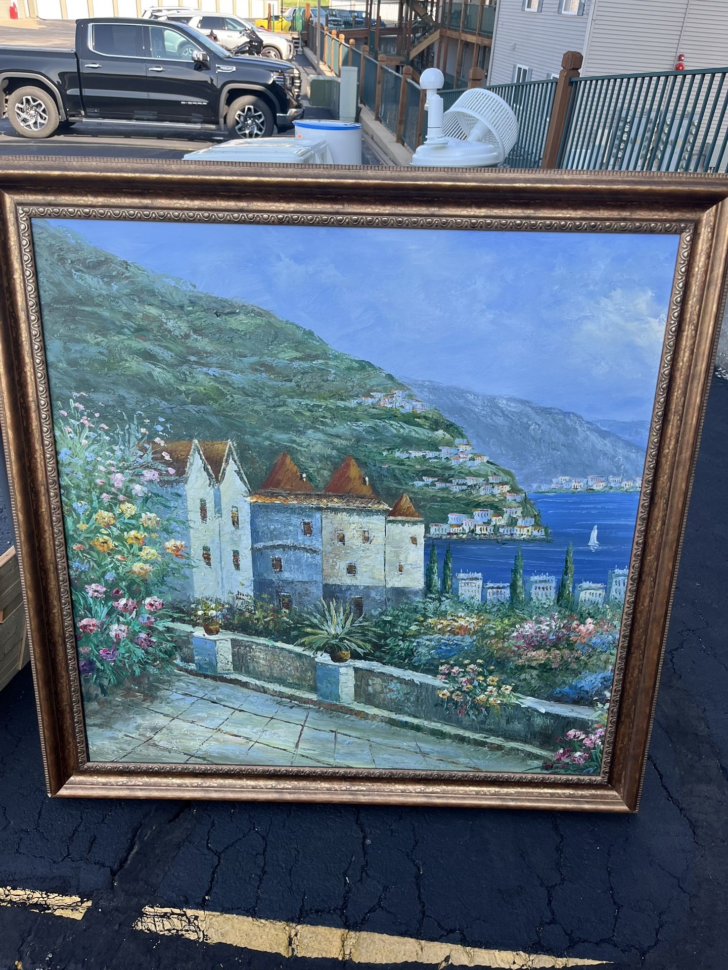 Mediterranean Scene , Wood Frame