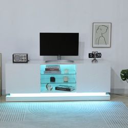 White Tv Stand With Led Lights 