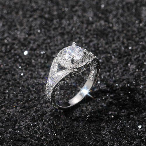 "Round Shiny CZ Noble Silver Plated Wedding/Engagement Ring for Women, K808
 
