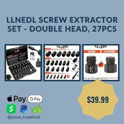 LLNEDL Screw Extractor Set - Double Head, 27Pcs