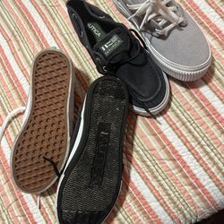 Two Pairs Boys Shoes Size 2 one Vans Is Brand New  The Nautica Brand Is One Time Usded $20 For Both 