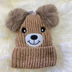 Kids Brown Binnie Brown Winter Knit Faux Fuzzy