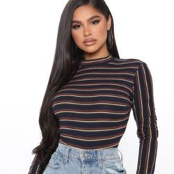 Fashion Nova Striped Bodysuit 