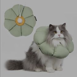 Cat Cone Collar,Cute Waterproof Cat Recovery Collar,Anti-Bite Lick Wound Healing Safety Elizabethan E Collar For Cats,Green Flower All-Season Style
