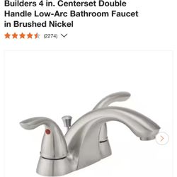 Glacier Bay Builders 4 in. Centerset Double Handle Low-Arc Bathroom Faucet in Brushed Nickel
