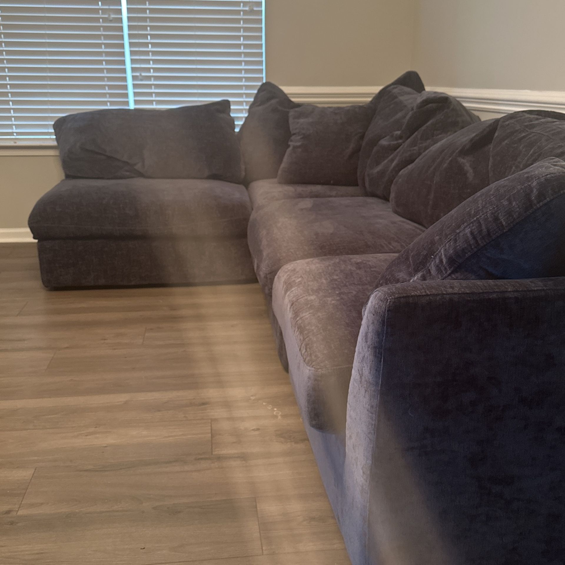 L-Shaped Modern Blue Couch, Lightly Used