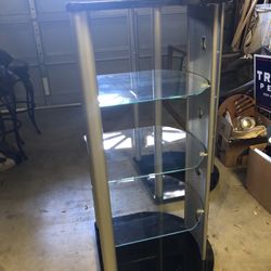 Glass Shelves Black & Silver