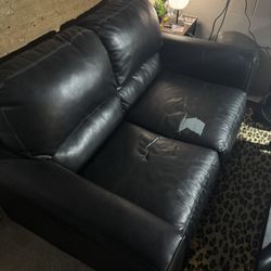 Black Leather Loveseat Sofa 