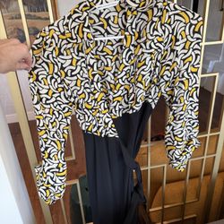 Sexy Black And Yellow Print Diane Von Furstenberg Jersey Wrap Dress