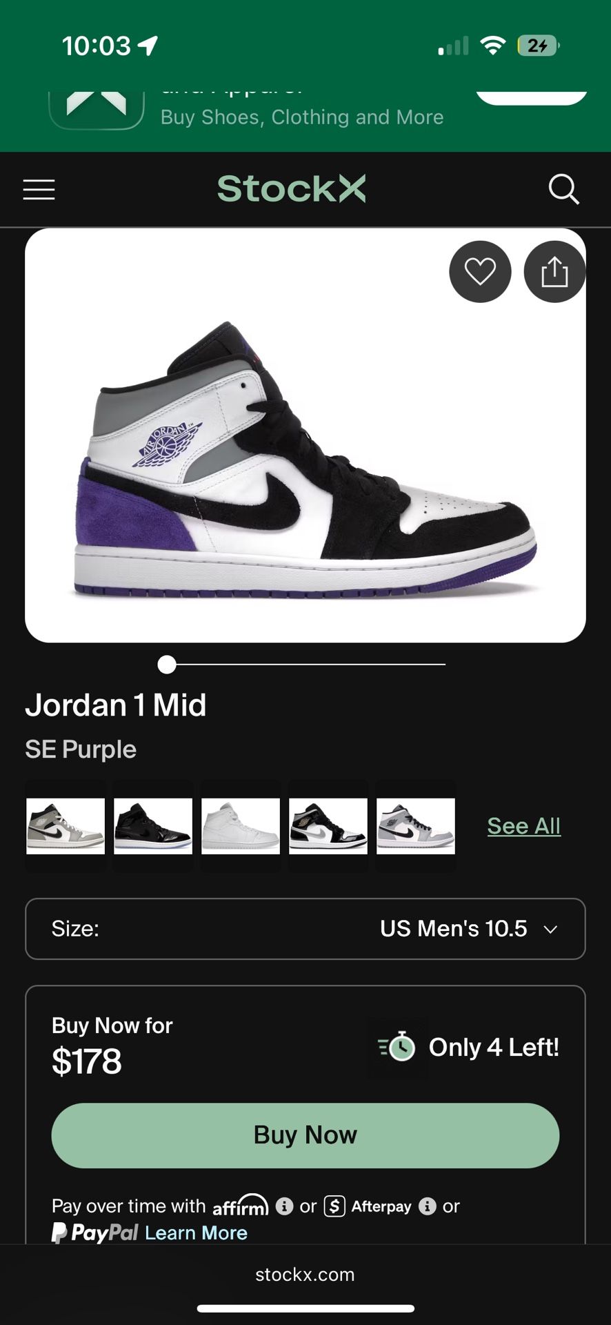 Jordan 1 Purple Mids