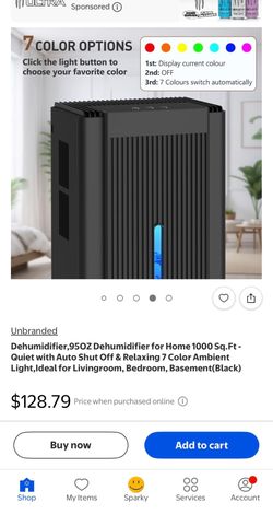 95OZ Home Dehumidifier with 7 Color Light
