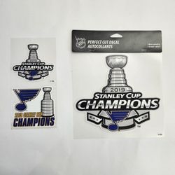 3 new St. Louis Blues 2019 Stanley Cup Champions multi-use vinyl decals by WinCraft