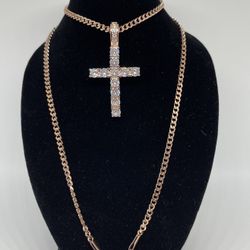 18k Rose Gold Cross Necklace
