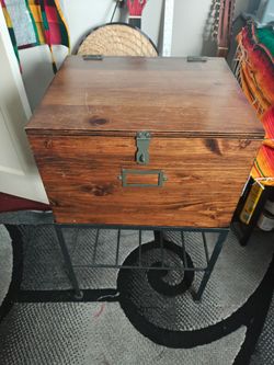 Wooden Storage Box with Metal Stand