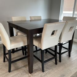 7 Piece High Top Espresso Dining Set