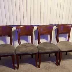 Brown Wood Sturdy Chairs Set Of 4 