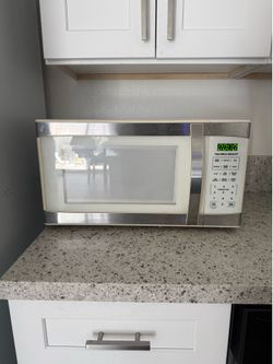 White Stainless Steel Microwave