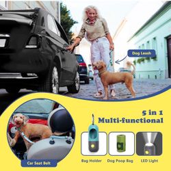 Removable Dog Seat Belt for Car, Adjustable Safety Harness with Elastic Bungee Buffer, Pet Vehicle Leash Restraint Secures to Headrest for Small Large