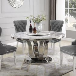 5 PCS Dijon Collection Genuine Marble table top Dining set-lazy Susan-available in 3 colors Now 2489.00 Free Delivery 🚚