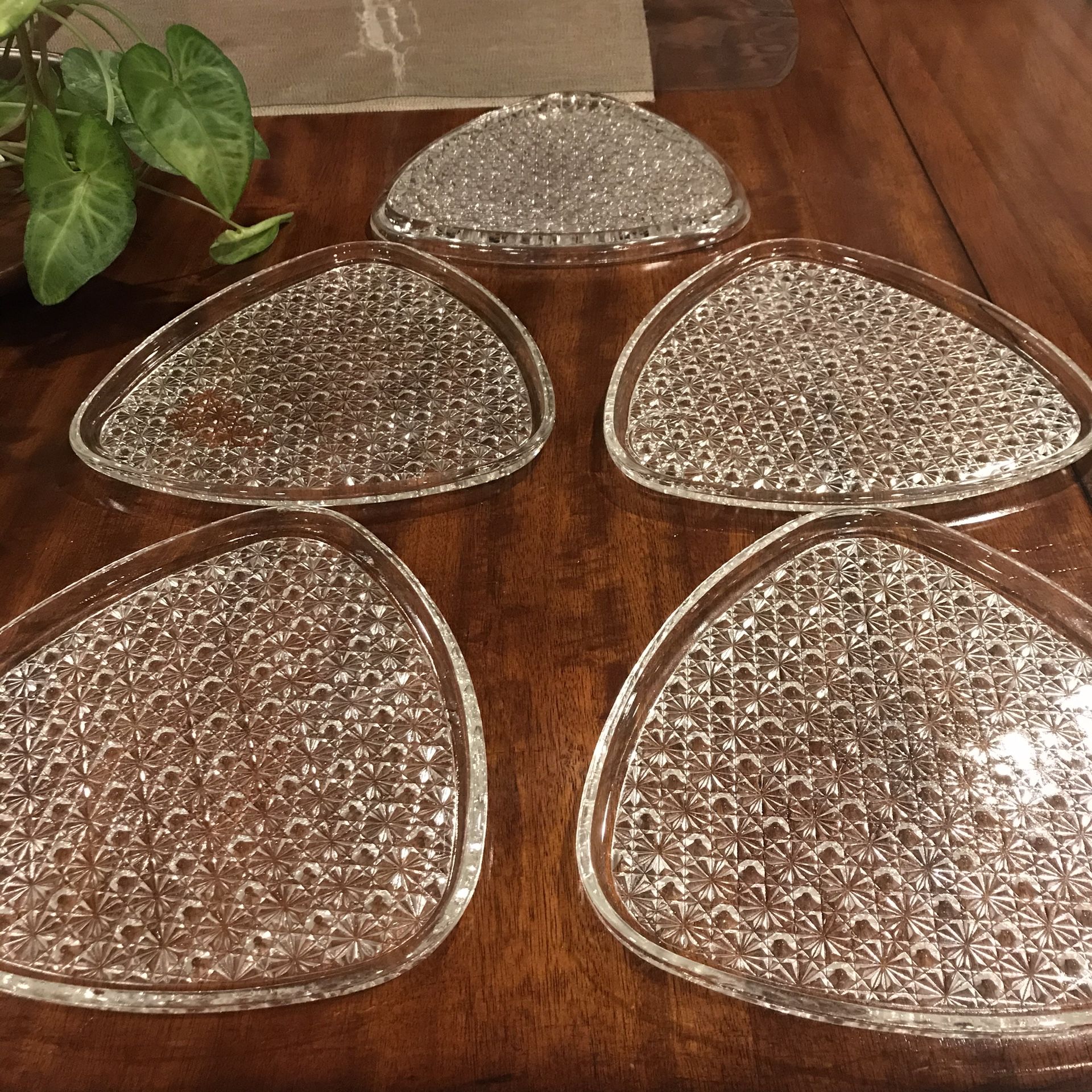 Vintage Unique Crystal Plates set 5
