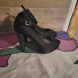 Madden Black  Rhinestones Heel Shoes