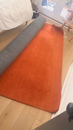 Wool Rug area rug  - marigold / orange color  9x12