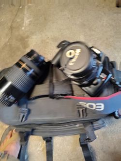 Canon DSLR Camera with Lenses and Bag