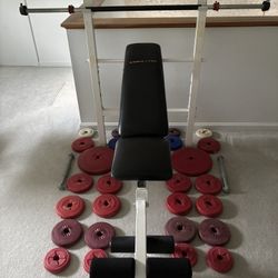 Competitor workout bench and weights
