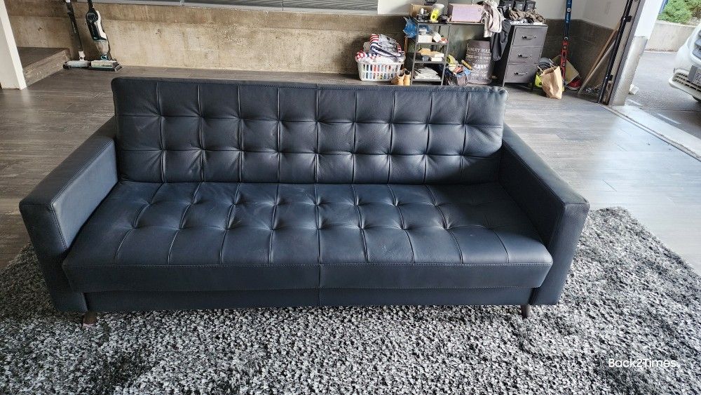 Genuine Leather Sofa Bed w/Mattress