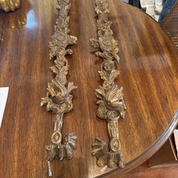 Vintage gorgeous Pair of wooden Gold gilt wall swags carved 