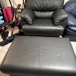 Leather Chair & Ottoman 