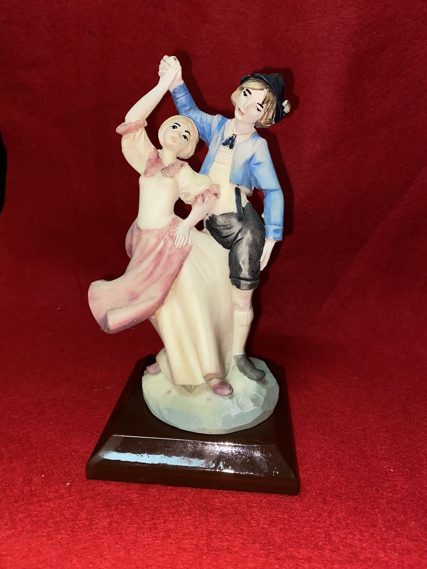 7 Inch x 3.5 Inch Painted Alabaster Boy & Girl Figurine Imported From Greece