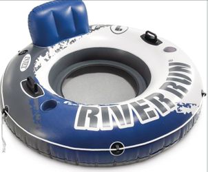 INTEX 58825EP River Run 1 Inflatable Floating Lounge: Comfortable Backrest – Built-in Cup Holders – Durable Grab Handles – All Around Grab Rope – 220l