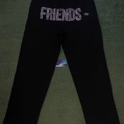 Vlone friends rhinestone black sweatpants