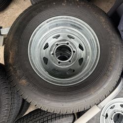 New 225-75-15inch Trailer Tires With 6-lug Galvanized Rims.  10-ply. 