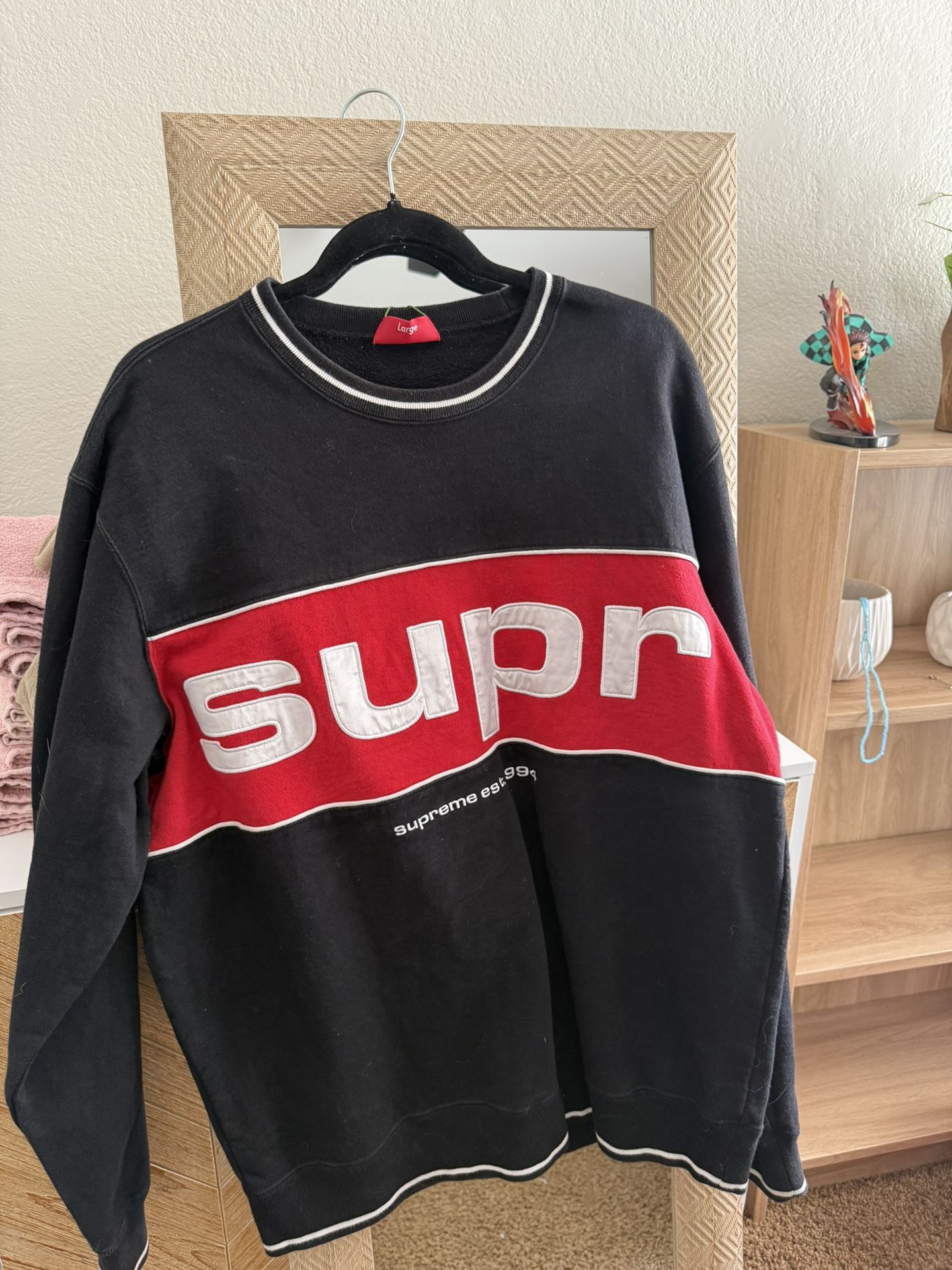 Supreme Piping Crewneck Black