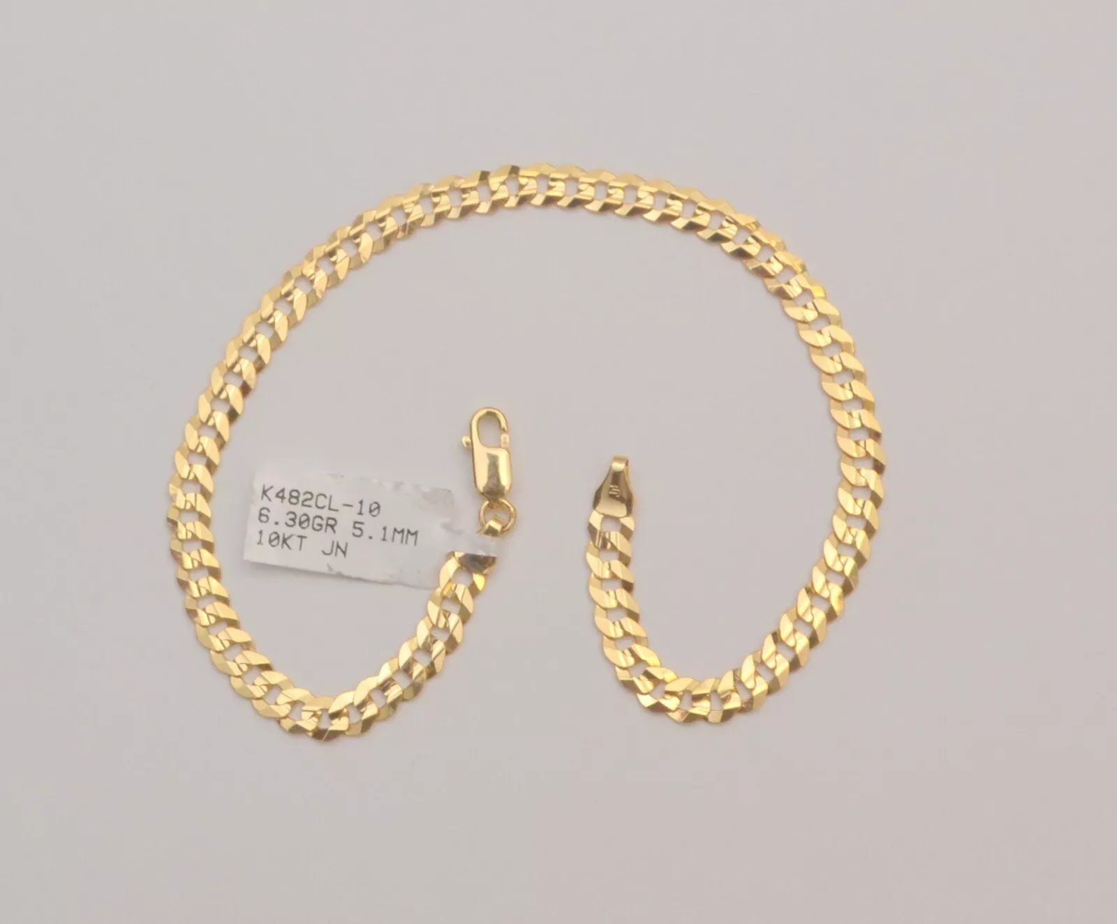 Gold chain 10k solid yellow cuban curb link chain anklet bracelet 10 inch 5.0 mm
