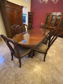 Wood Dining Table + 8 Chairs