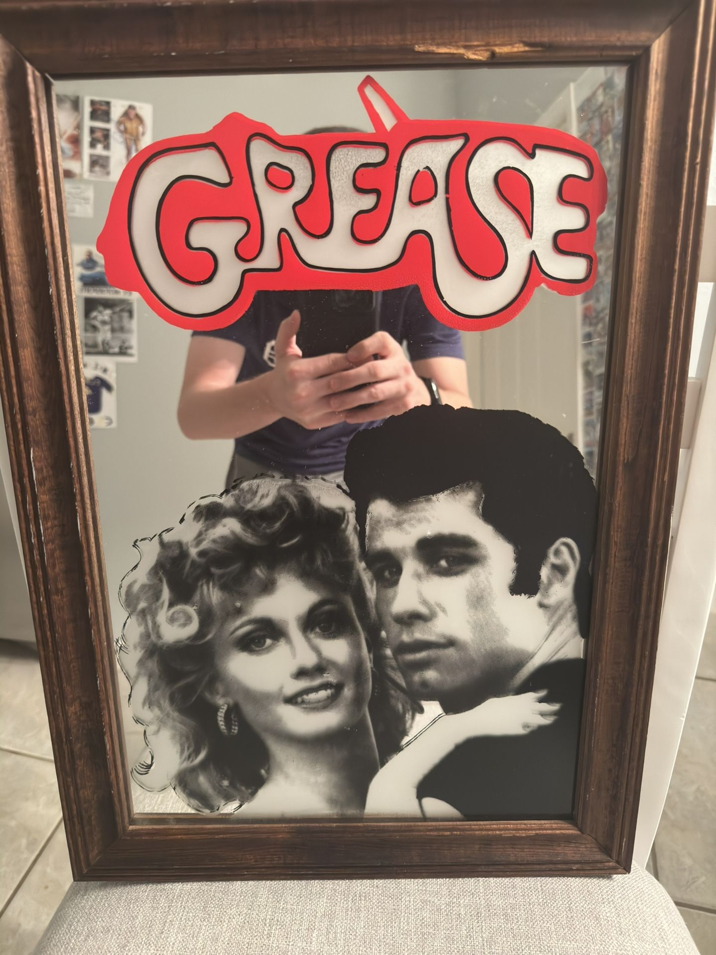 Vintage 1970s Grease Movie Large Carnival Mirror