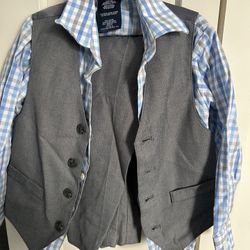Nautica boys 3 Piece Set Dress Shirt, Vest, and Pants Suit, Light Gray, 3T