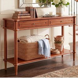 New in box Solid Wood Console Table for Entryway with Charging Station,Retro Entryway Table with 2 Drawers-Easiest Assembly,Sofa Table with Bottom She