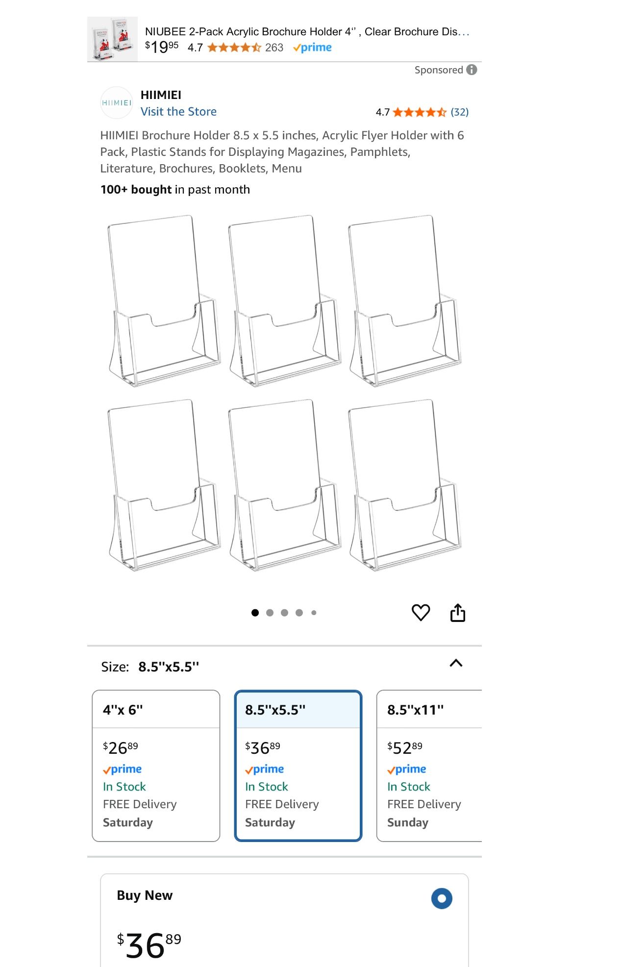 Acrylic Brochure Holders 8.5x5.5 – Set of 6 for Flyers, Menus, Pamphlets
