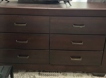 Dark Brown 6-Drawer Wood Dresser
