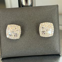 14k WG Natural Diamond Cluster Earrings 