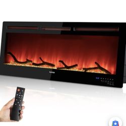 VEVOR Electric Fireplace Linear Fireplace 50'' Wall Mount/Flush Control Voice Control