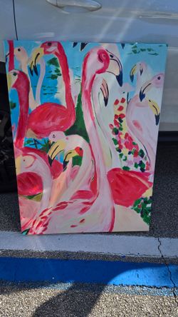 Flamingo Painting on Canvas